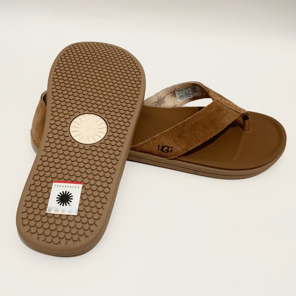 UGG Brookside Chestnut Brown Suede Flip Flop Mens Sandals Casual Summer Shoes 7 - Picture 8 of 12